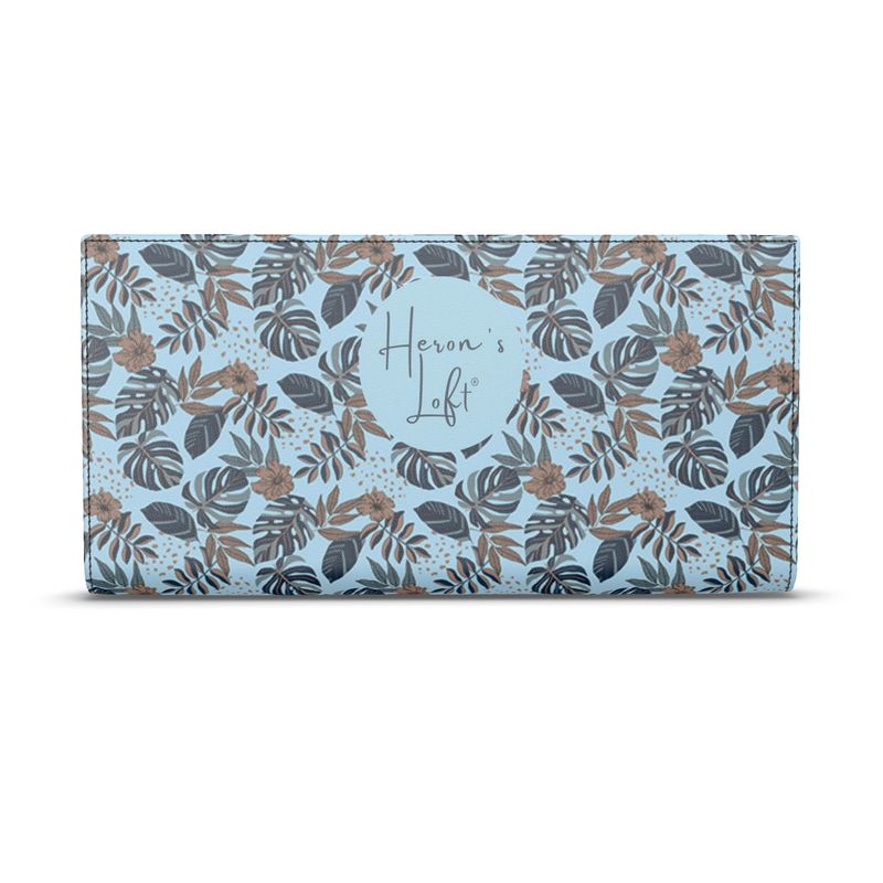 Travel Wallet - Nappa Leather - Midnight Monstera - Sky Blue