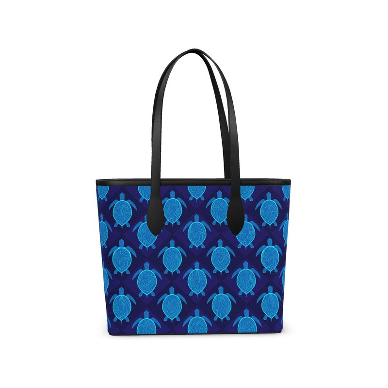 City Tote Bag - Nappa Leather - Topo Turtles - Blue