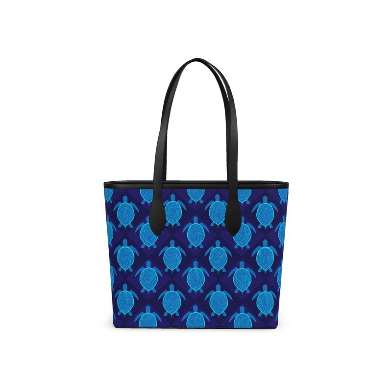 City Tote Bag - Nappa Leather - Topo Turtles - Blue