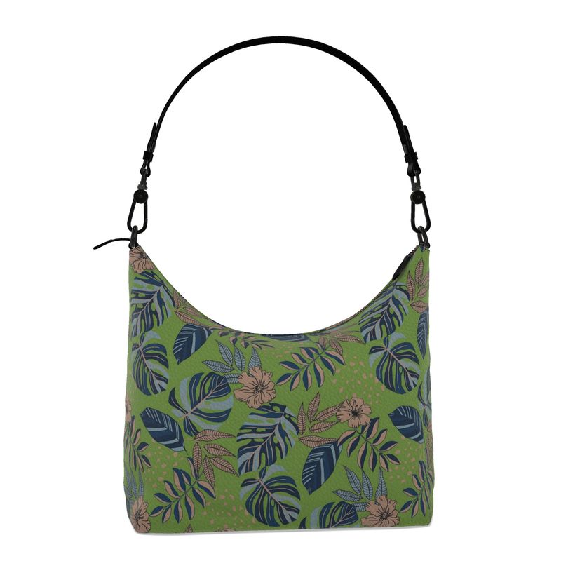 Square Shoulder Bag - Nappa Leather - Midnight Monstera - Olive Green