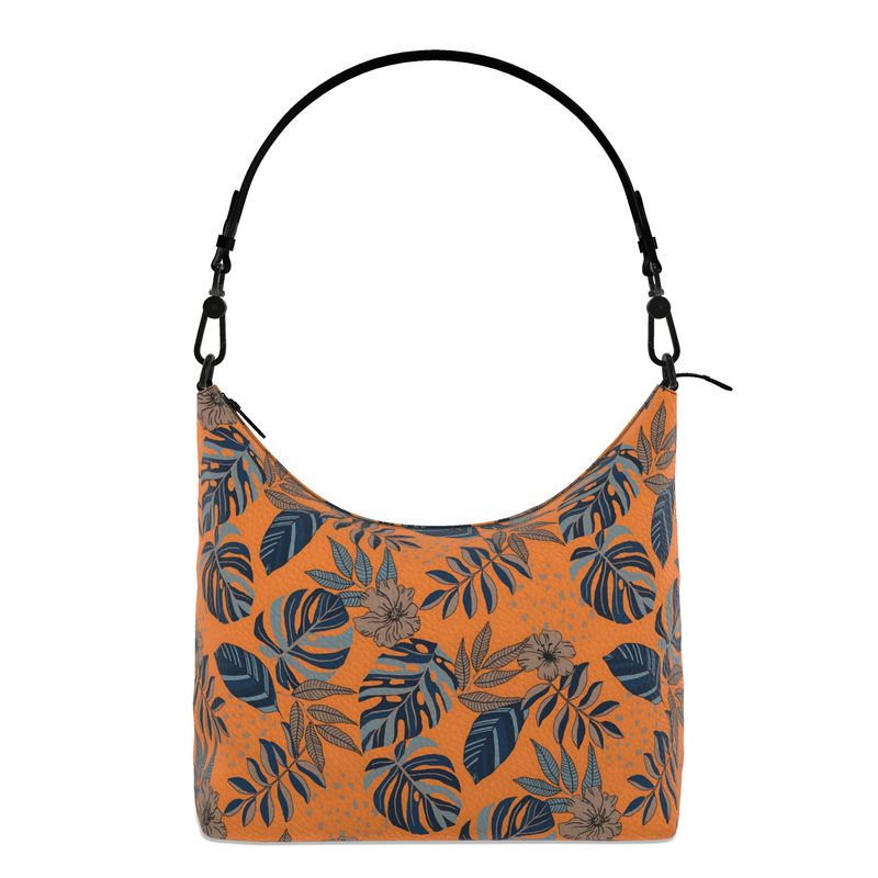 Square Shoulder Bag - Nappa Leather - Midnight Monstera - Cadmium Oran