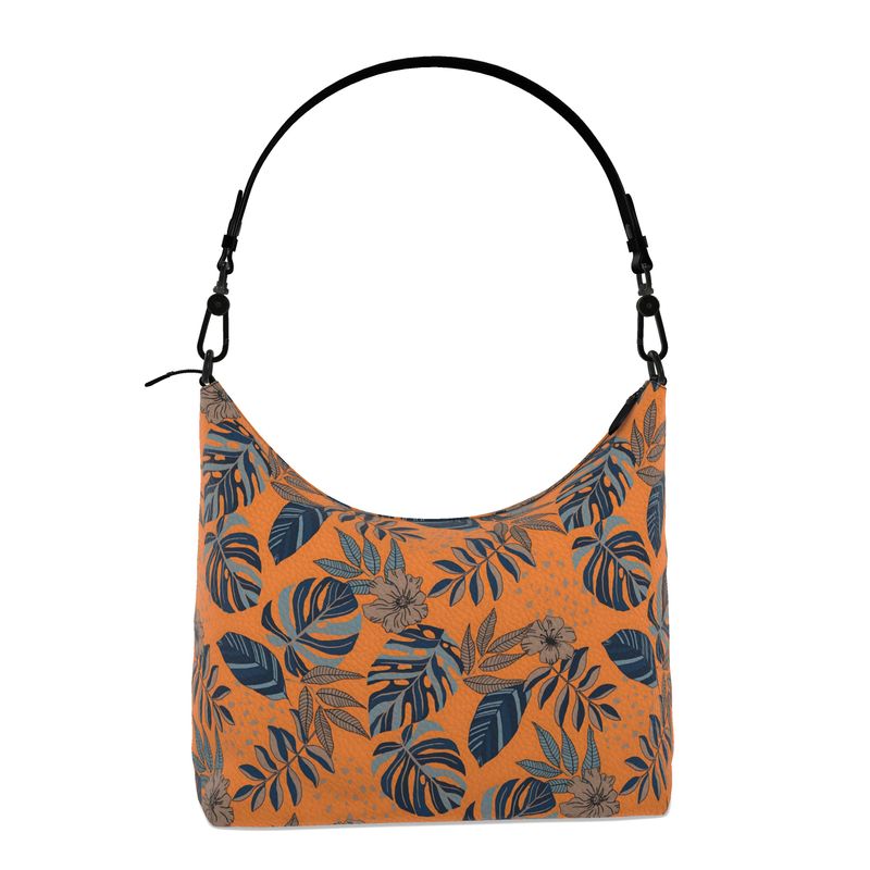 Square Shoulder Bag - Nappa Leather - Midnight Monstera - Cadmium Oran