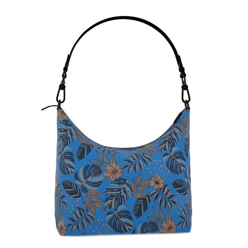 Square Shoulder Bag - Nappa Leather - Midnight Monstera -  Azure Blue