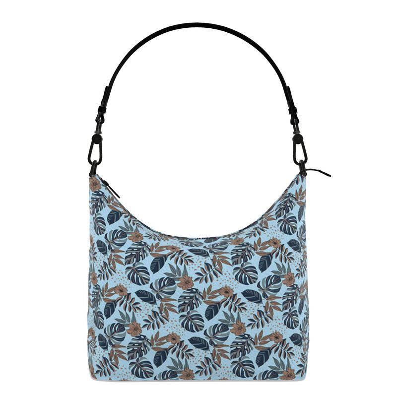 Square Shoulder Bag - Nappa Leather - Midnight Monstera - Sky Blue