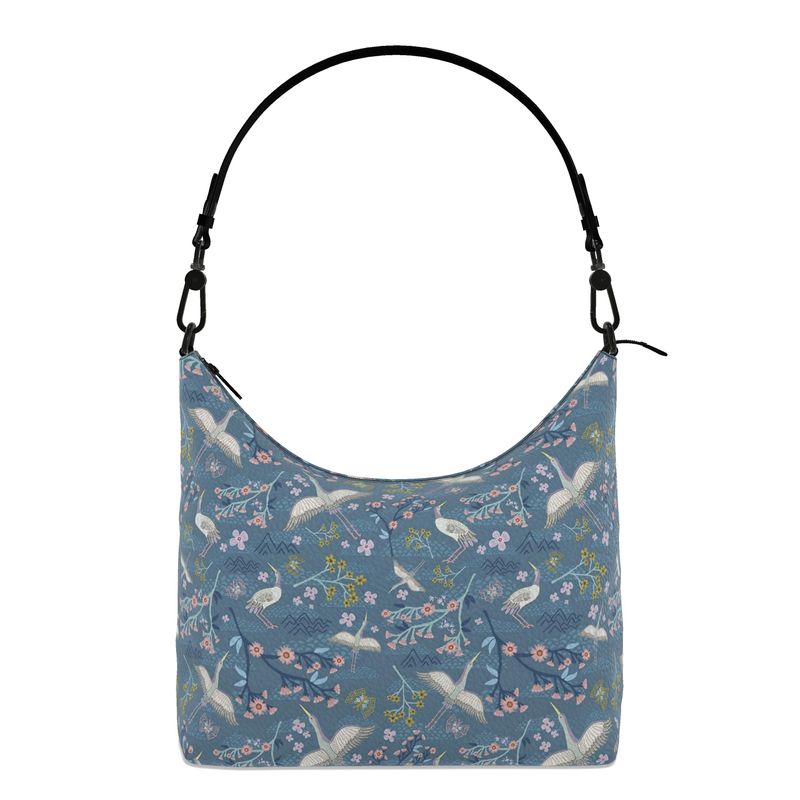 Square Shoulder Bag - Nappa Leather- White Crane