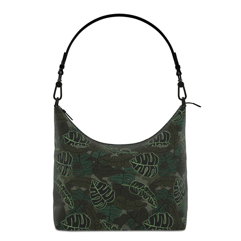 Square Shoulder Bag - Nappa Leather - Camo Leaves - Dark
