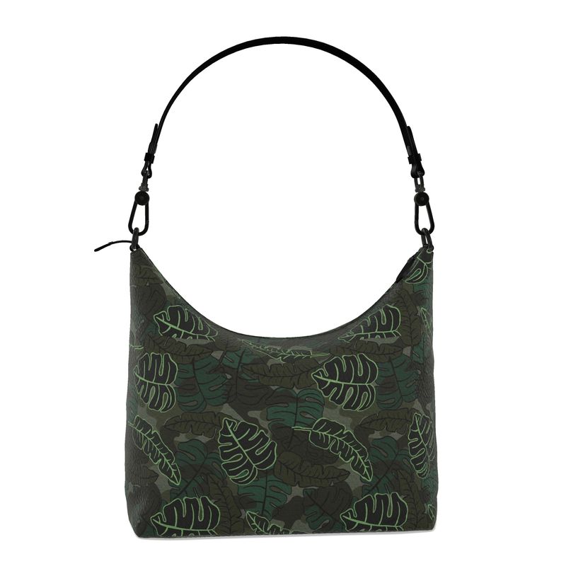 Square Shoulder Bag - Nappa Leather - Camo Leaves - Dark