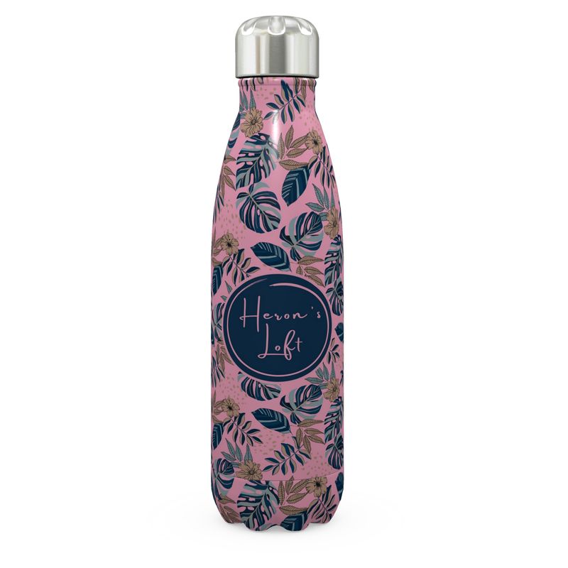Stainless Steel Thermal Bottle - Midnight Monstera - Lunaria Rose