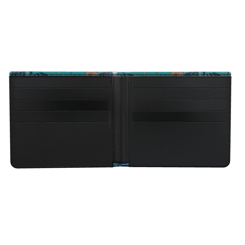 Nappa Leather Wallet - Midnight Monstera - Cyan Noir
