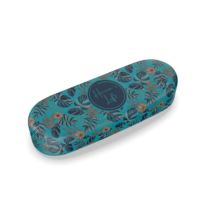 Glasses Hard Case - Midnight Monstera - Cyan Noir