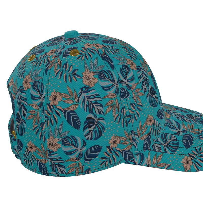 Baseball Cap - Midnight Monstera - Cyan Noir