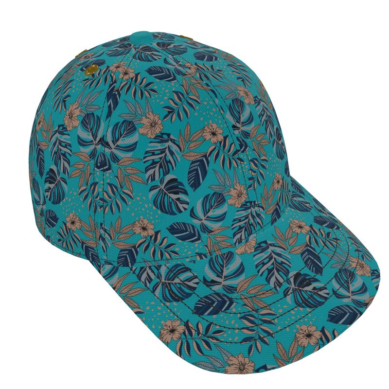 Baseball Cap - Midnight Monstera - Cyan Noir