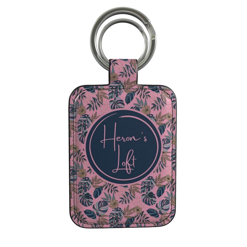 Luxury Leather Keyring - Midnight Monstera - Lunaria Rose