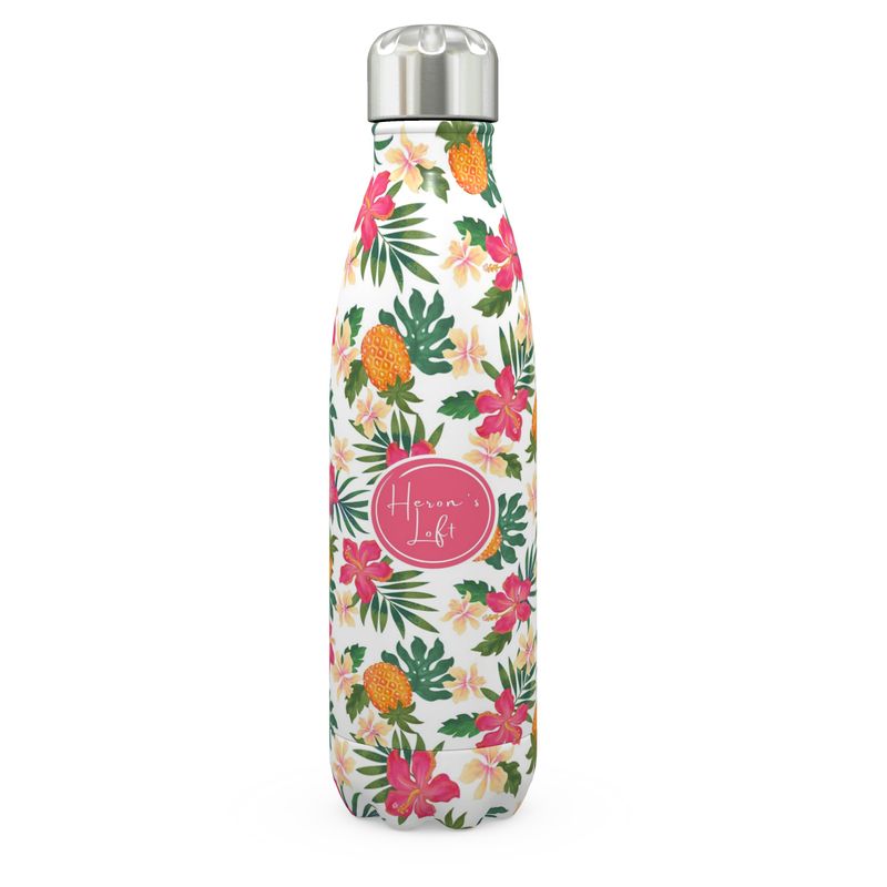 Stainless Steel Thermal Bottle - Pineapple Paradise - Coral Mist
