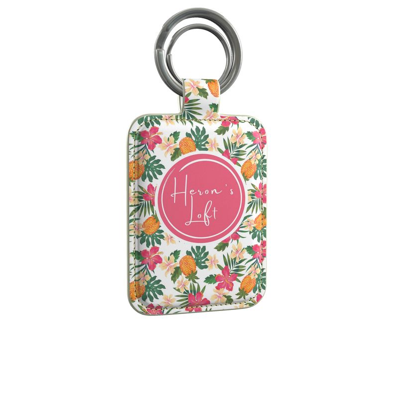 Luxury Leather Keyring - Pineapple Paradise - Coral Mist