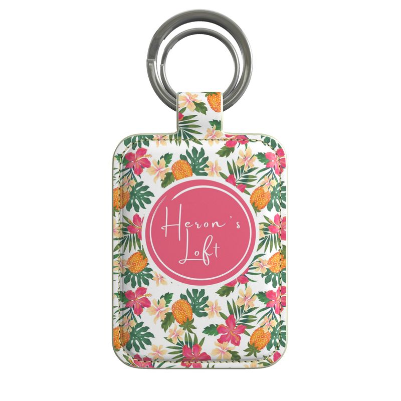 Luxury Leather Keyring - Pineapple Paradise - Coral Mist