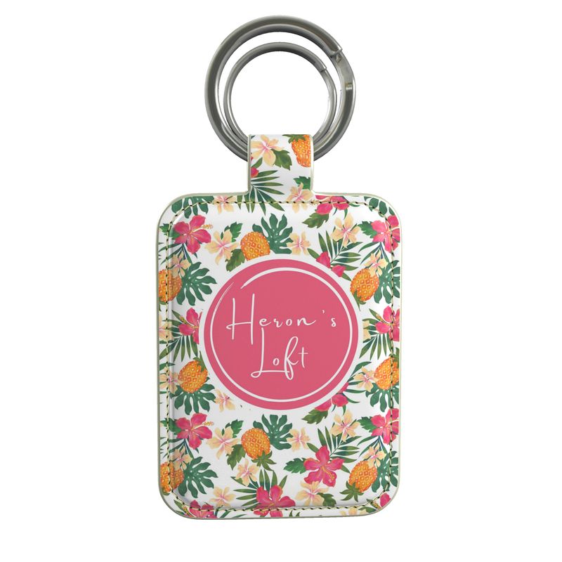 Luxury Leather Keyring - Pineapple Paradise - Coral Mist