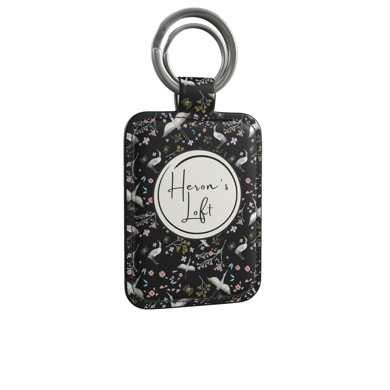 Luxury Leather Keyring - Onyx Crane