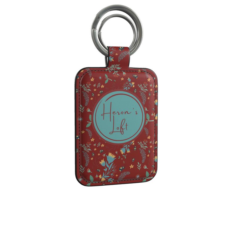 Luxury Leather Keyring - Rustic Bloom