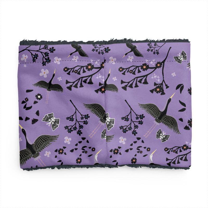 Sherpa Snood - White Crane - Lavender Crane