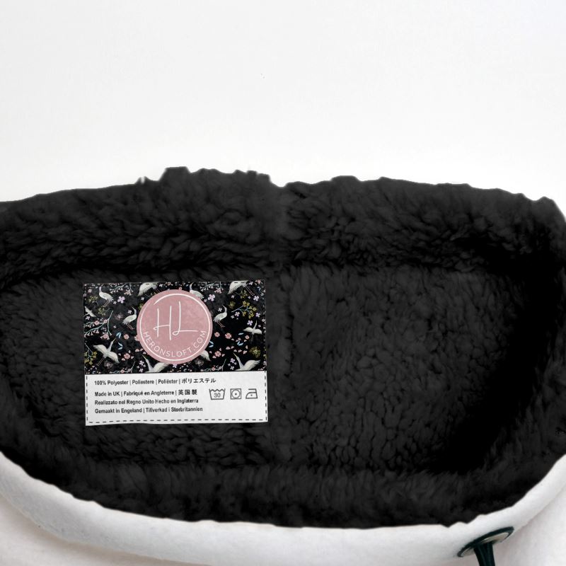 Sherpa Snood - White Crane - Onyx Crane