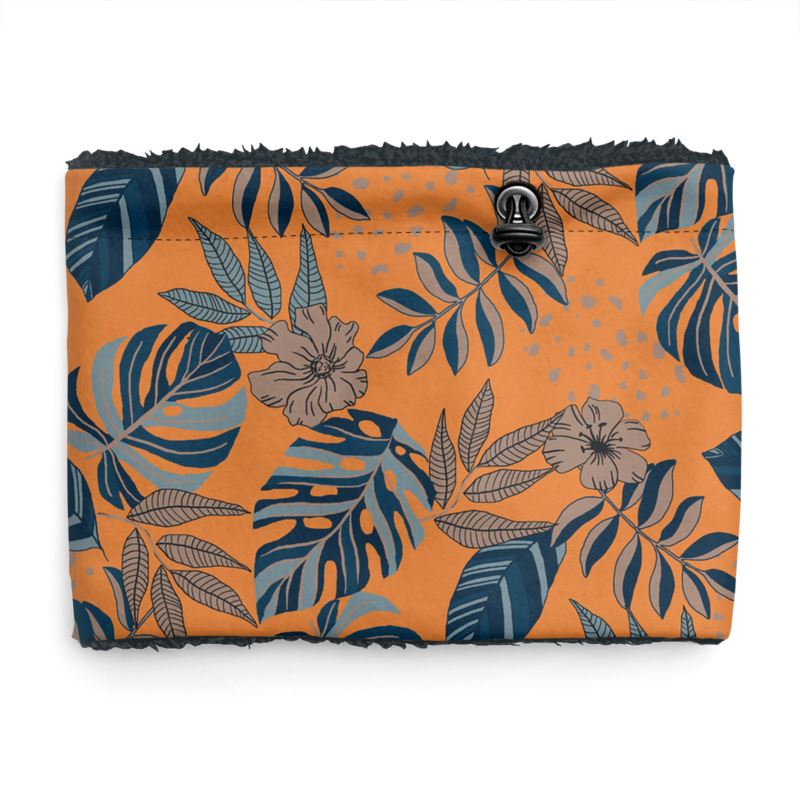 Sherpa Snood - Midnight Monstera - Cadmium Orange
