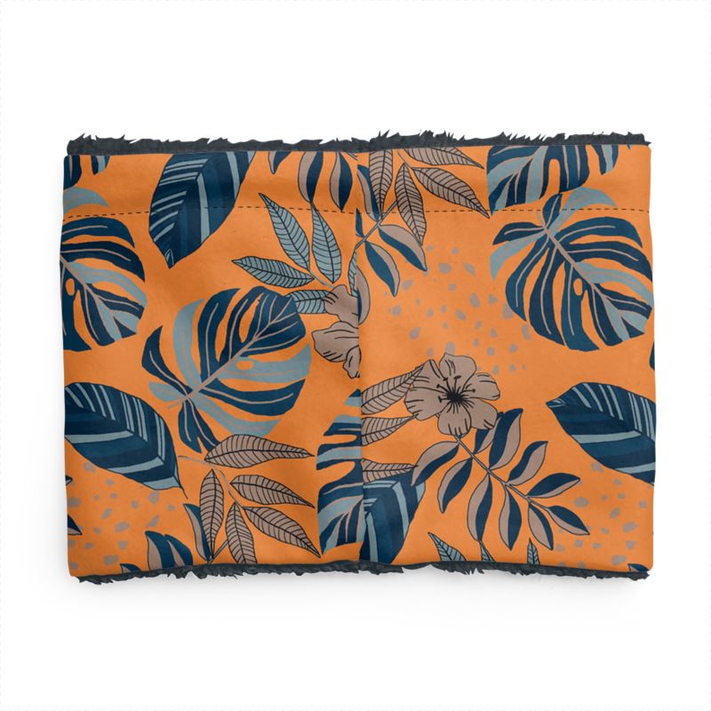 Sherpa Snood - Midnight Monstera - Cadmium Orange