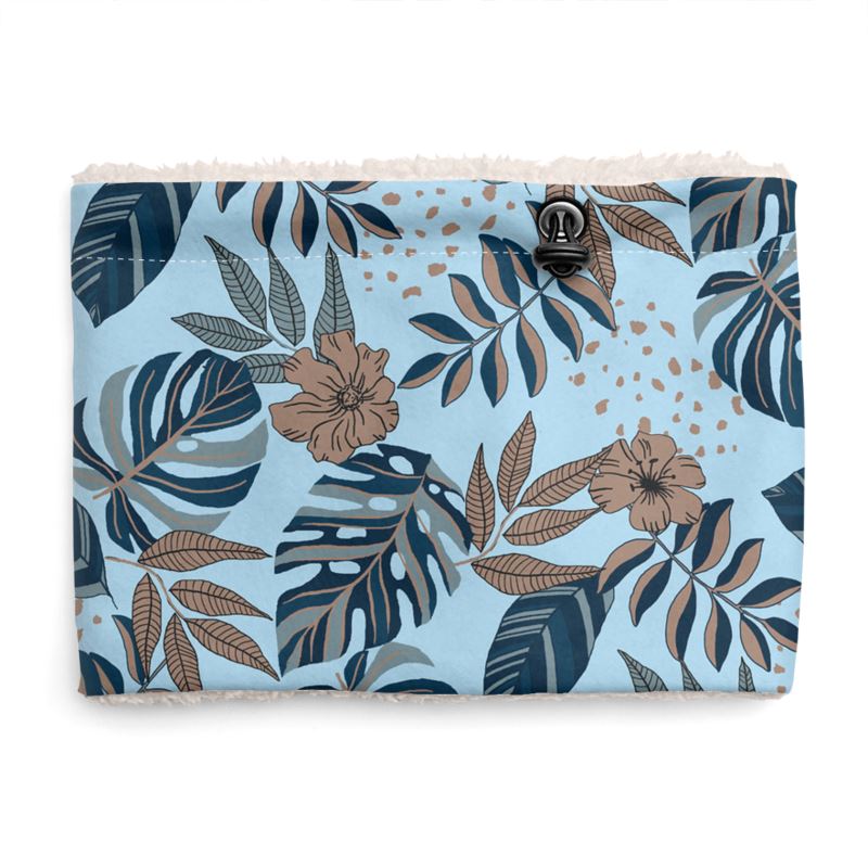 Sherpa Snood - Midnight Monstera - Blue Mist
