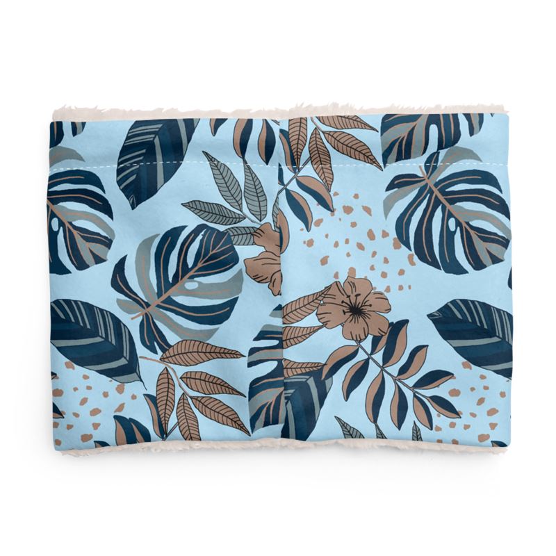 Sherpa Snood - Midnight Monstera - Blue Mist