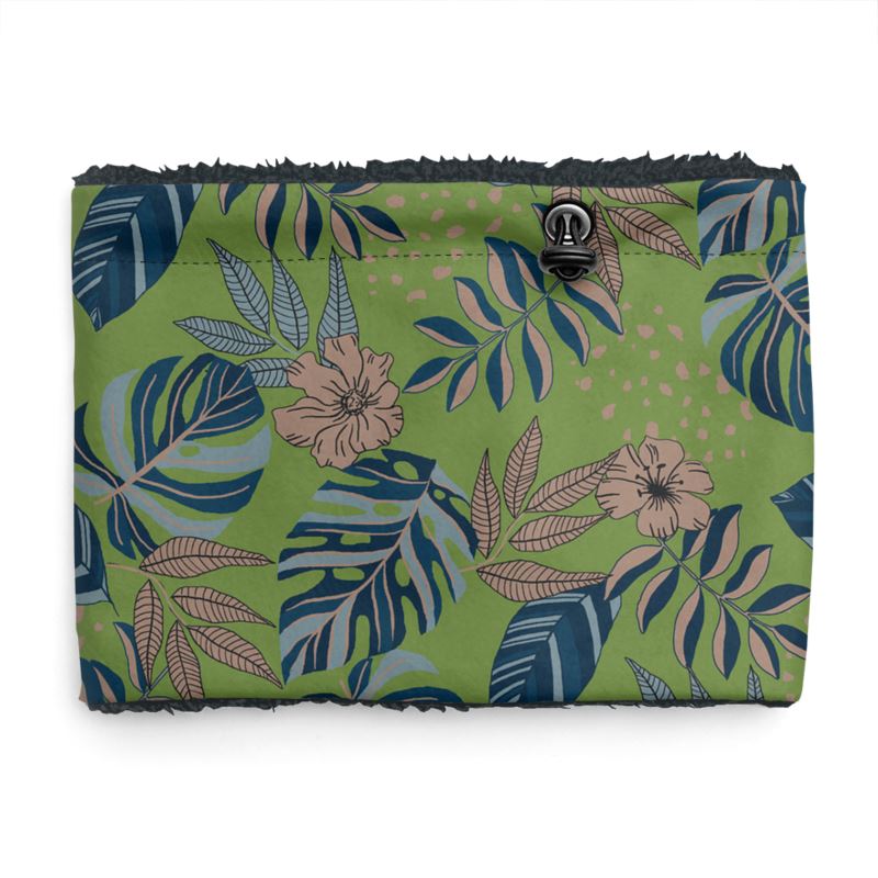 Sherpa Snood - Midnight Monstera - Olive Velour