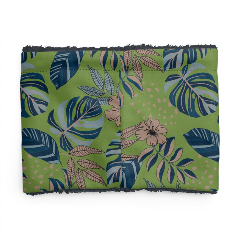 Sherpa Snood - Midnight Monstera - Olive Velour