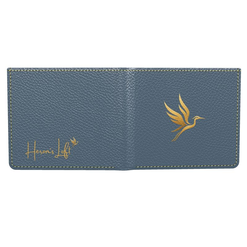 Nappa Leather Bifold Wallet — Signature Heron Blue Luxe