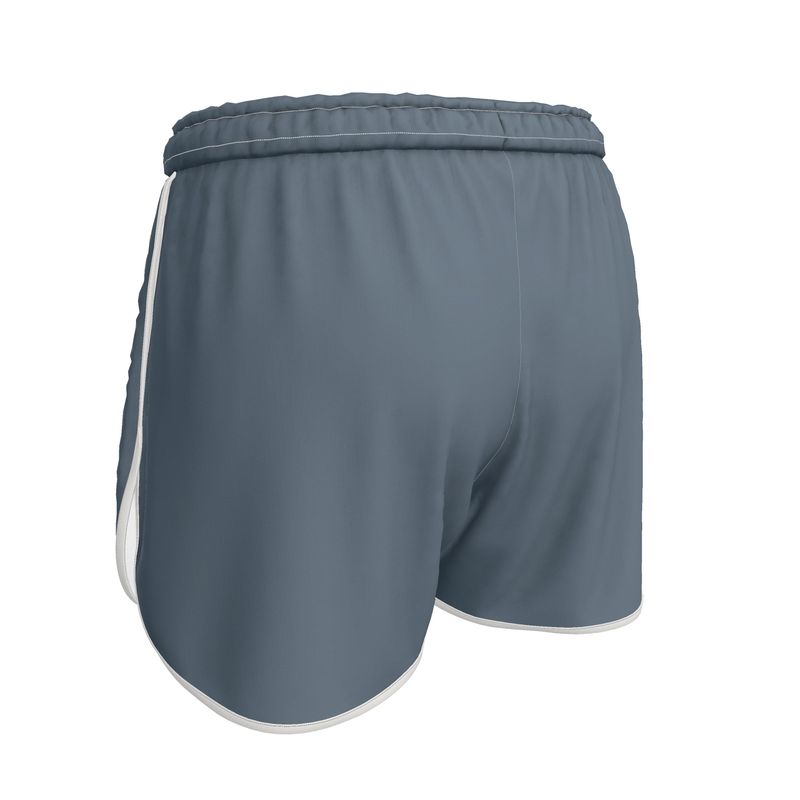 Women's Running Shorts — White Trim — HL Mark Signature Heron Blue