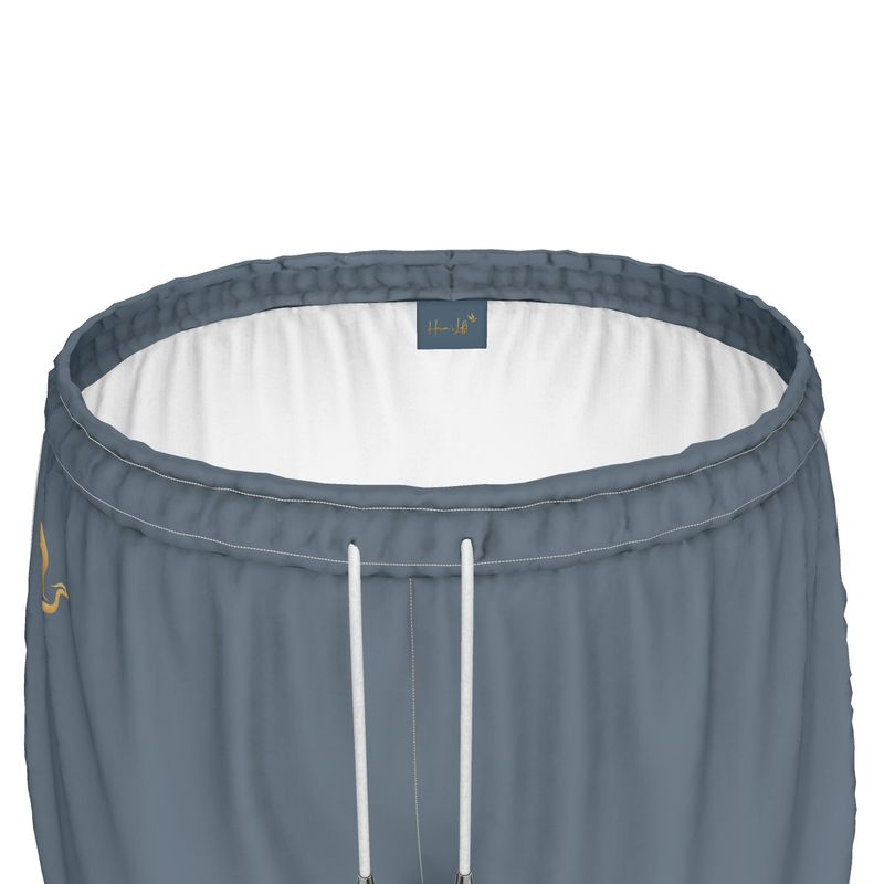 Women's Running Shorts — White Trim — HL Mark Signature Heron Blue