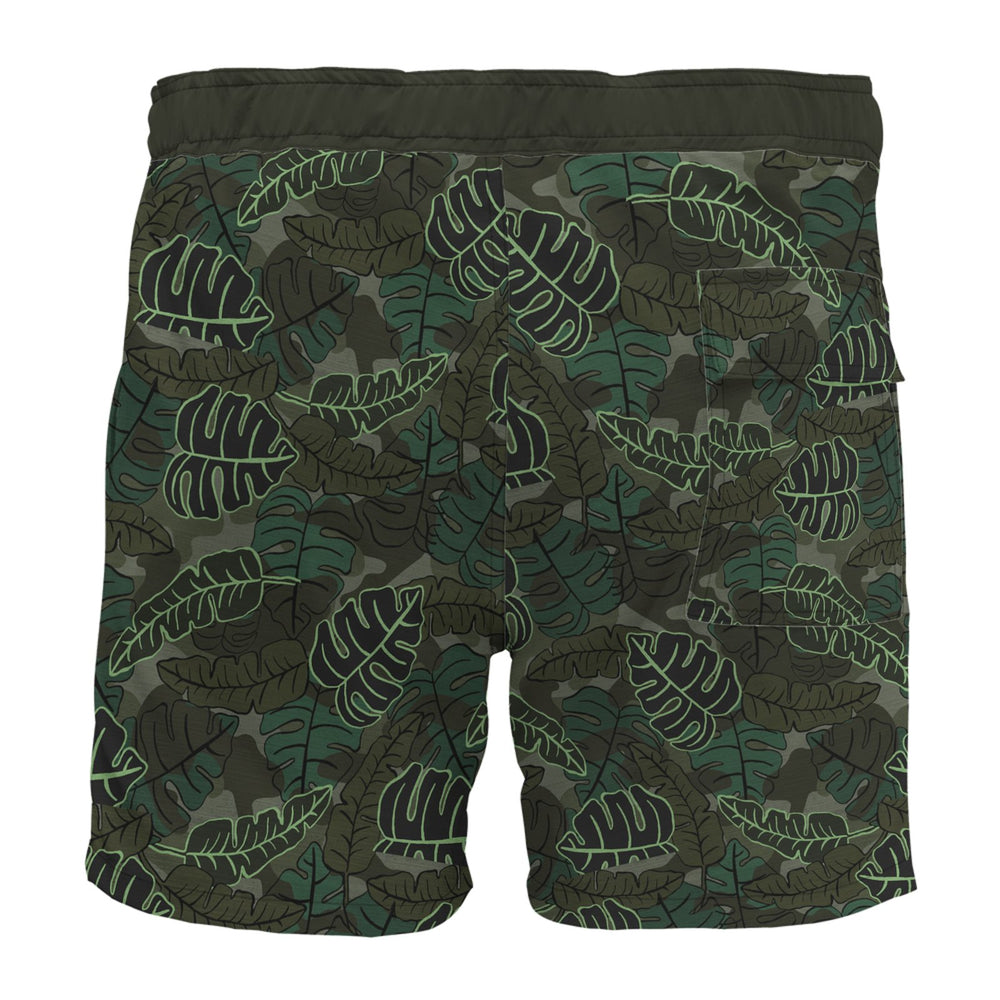 Men's Board Shorts — Camo Leaves Sage Noir