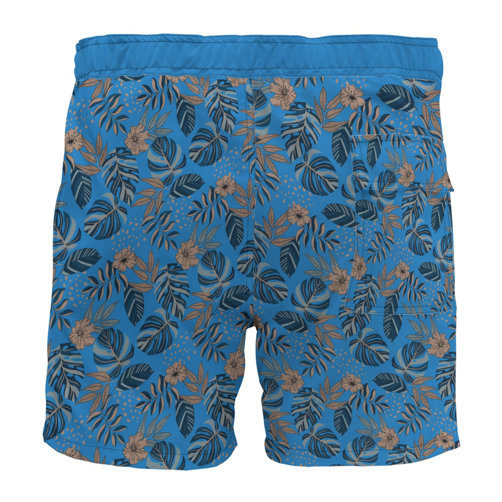 Men's Board Shorts — Midnight Monstera Azure Blue