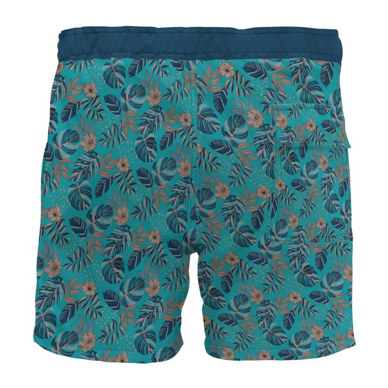 Midnight Monstera Cyan Noir Men's Board Shorts
