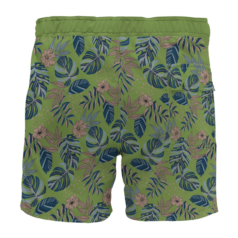 Men's Board Shorts — Midnight Monstera Olive Velour