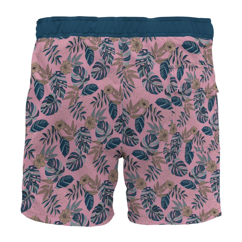 Midnight Monstera Lunaria Rose Men's Board Shorts