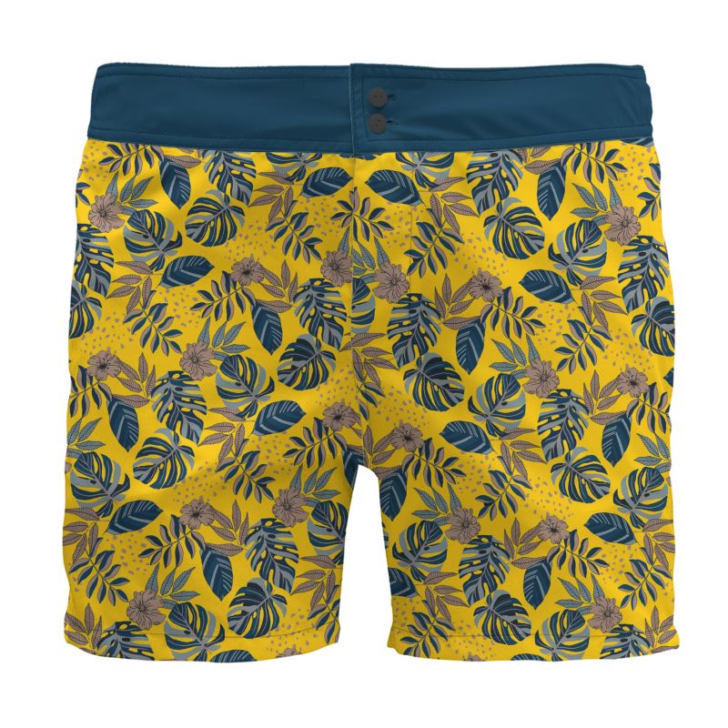 Midnight Monstera Honey Gold Men's Board Short