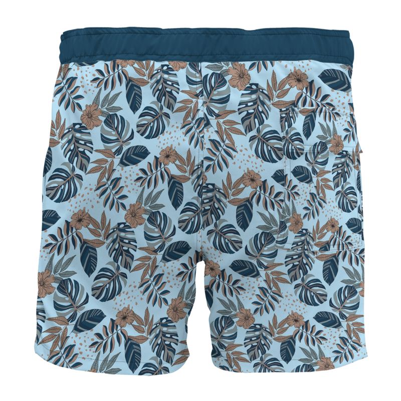 Midnight Monstera Sky Blue Men's Board Shorts