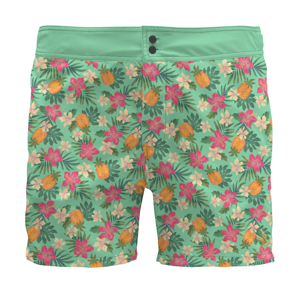 Men's Board Shorts — Pineapple Paradise Aloe Mist