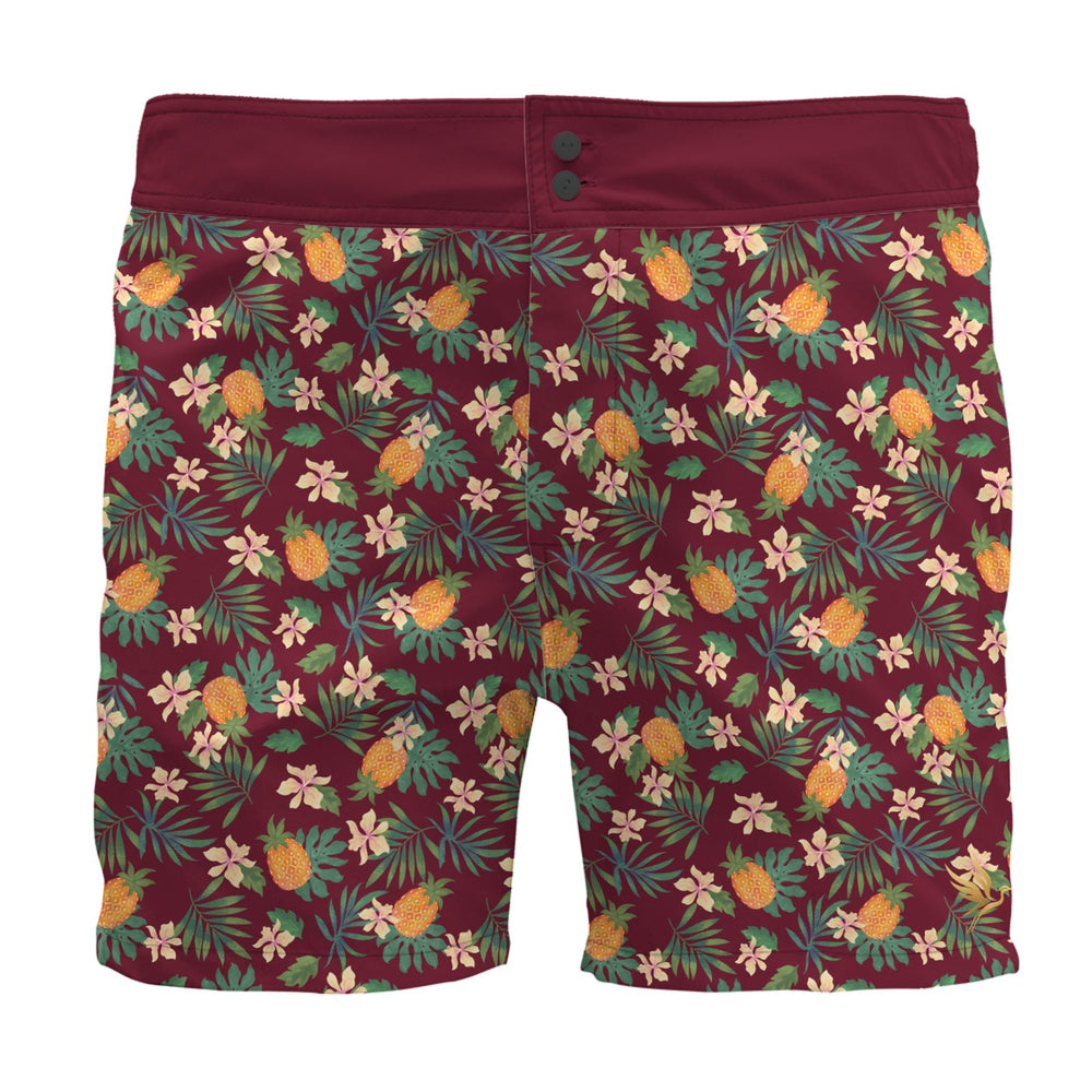 Men's Board Shorts — Pineapple Paradise Burgundy