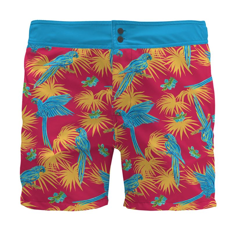Tropical Macaw Samba Red Men's Board Shorts