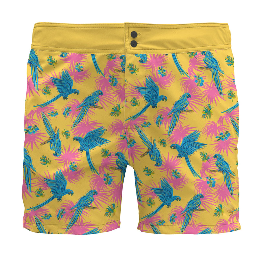 Men's Board Shorts — Tropical Macaw Sunny Fuchsia