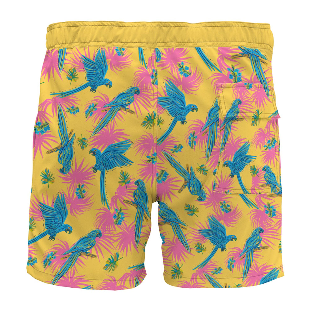 Men's Board Shorts — Tropical Macaw Sunny Fuchsia