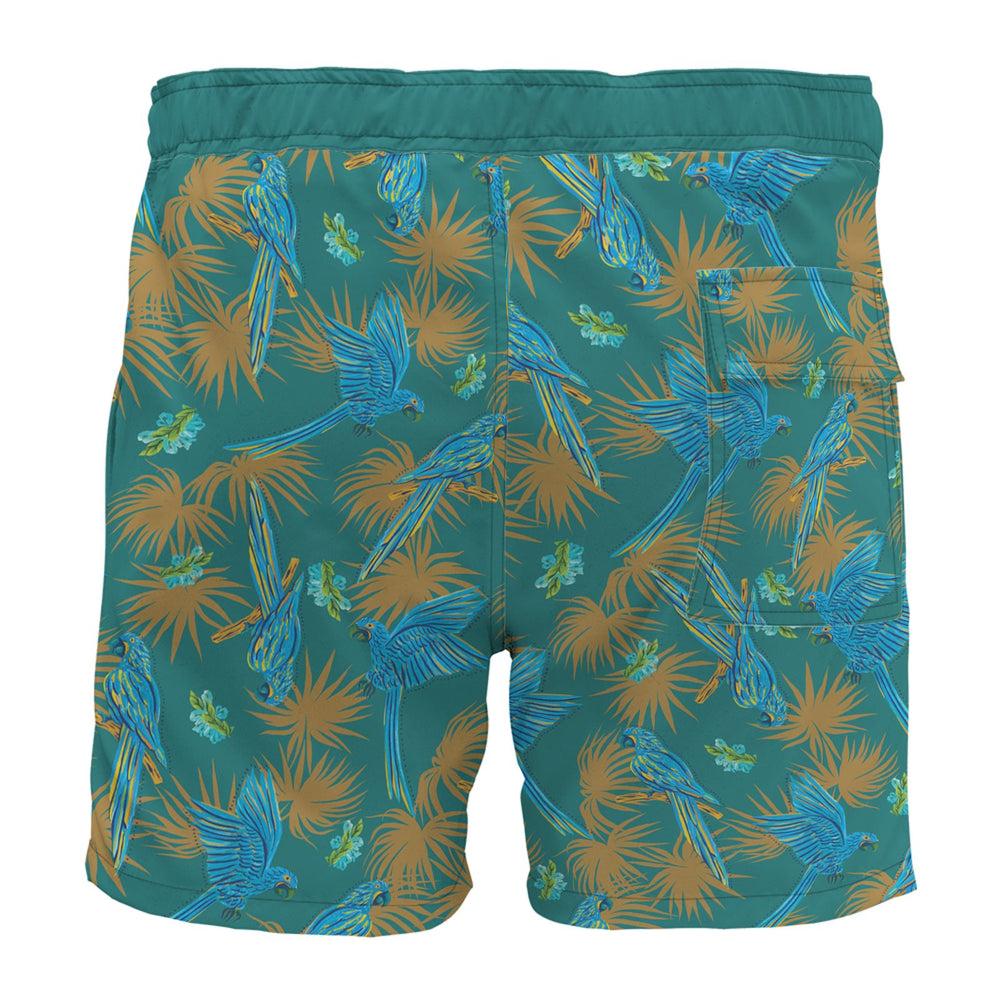 Men's Board Shorts — Tropical Macaw Palm Teal