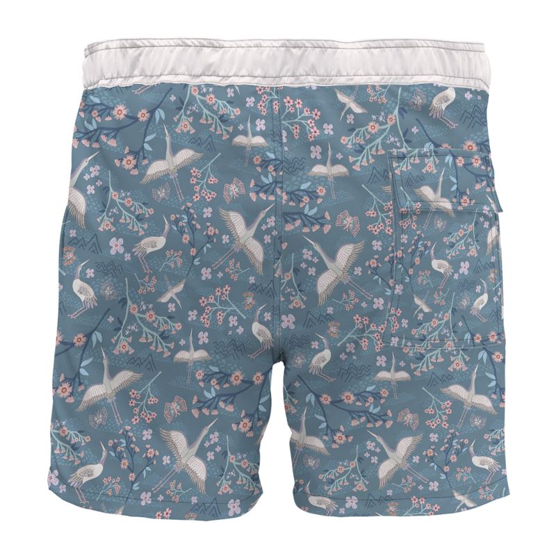 White Crane Men's Board Shorts