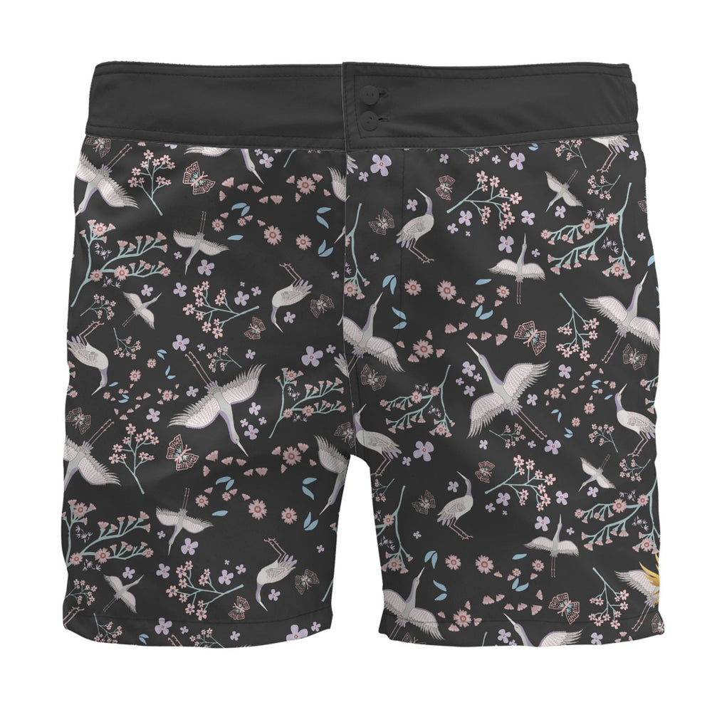 Men's Board Shorts — White Crane Onyx