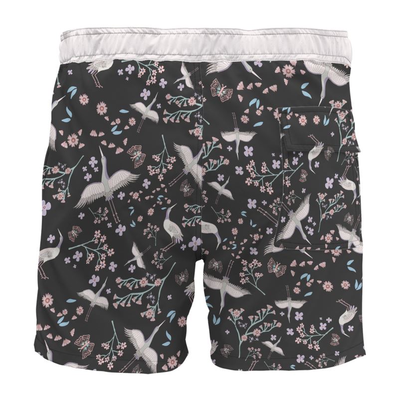 White Crane Onyx Men's Board Shorts